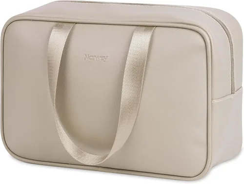 Miniatura 11 de Narwey Neceser de tamaño completo, bolsa de cosméticos grande, bolsa de maquillaje de viaje, organizador para mujeres y niñas, A-Negro, L, Bolsa