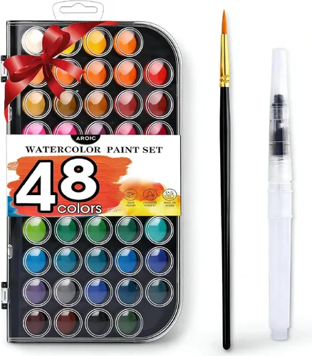 Miniatura 7 de Juego de pintura de acuarela de 36 colores AROIC, juego de acuarela con 10 pinceles de nailon y 6 pinceles de agua recargables. Perfecto para 36