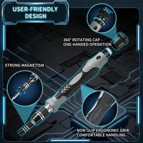 Miniatura 3 de Juego de 2 destornilladores de precisión: 122 puntas magnéticas Kit de reparación electrónica para mantenimiento de equipos de oficina - portátil