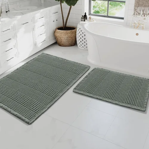 Miniatura 35 de H.VERSAILTEX Alfombra de baño de goma eva súper absorbente, alfombras de baño antideslizantes para piso de baño, alfombras de baño lavables a Crema