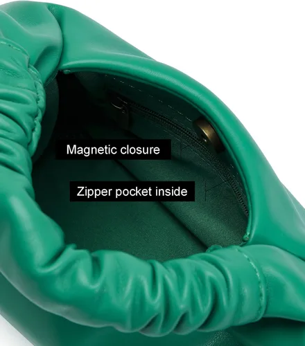Miniatura 7 de Elegante bolso de mano con asa superior para mujer, pequeño bolso de mano fruncido de piel sintética suave