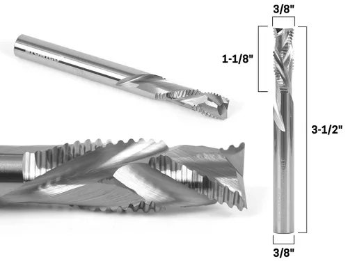 Miniatura 2 de YONICO Broca de compresión CNC 2 flautas en espiral molino de extremo más duro Broca de enrutador 3/8 pulgadas de diámetro 3/8 pulgadas vástago