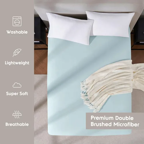 Miniatura 3 de Nestl Bedding - Sábanas bajeras con bolsillo profundo de 53 cm 24 - Azul claro