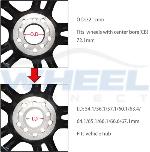 Miniatura 2 de Anillos centradores de rueda WHEEL CONNECT, de 72.1 a 54.1, juego de 4, anillos de buje de aleación de aluminio, diámetro exterior: 72.1 - diámetro