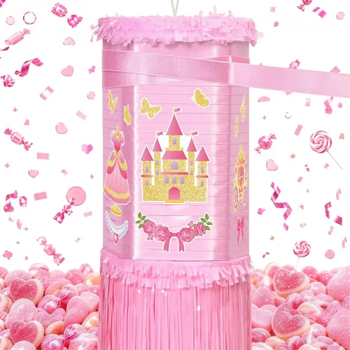 Miniatura 88 de Piñata plegable de unicornio, suministros para fiesta de cumpleaños, piñata extensible con bate y flecos, decoración de fiesta temática, piñatas