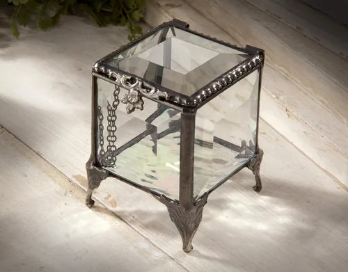 Miniatura 8 de J Devlin - Joyero decorativo de cristal biselado, caja 153