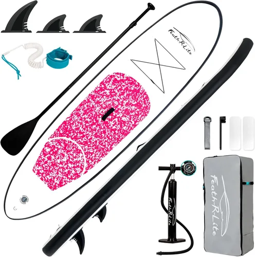 Miniatura 13 de FEATH-R-LITE Tabla de paddle surf inflable ultraligera de 10 pies x 30 pulgadas/10 pies 6 pulgadas x 33 pulgadas, para todos los niveles