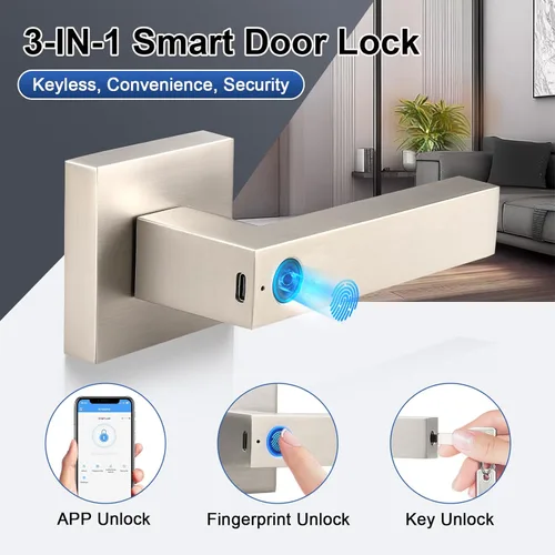 Miniatura 2 de KNOBWELL Cerradura de puerta inteligente de huellas dactilares con control de aplicación, cerradura de puerta inteligente, perilla de puerta Plateado