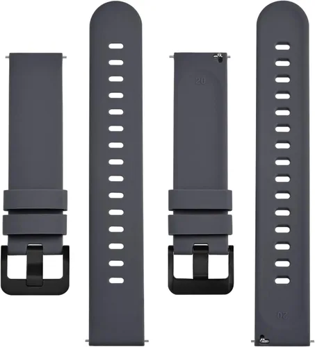 Miniatura 107 de BISONSTRAP Correas de reloj de silicona, correas de reloj delgadas con liberación rápida, 0.787 in, negro con hebilla negra