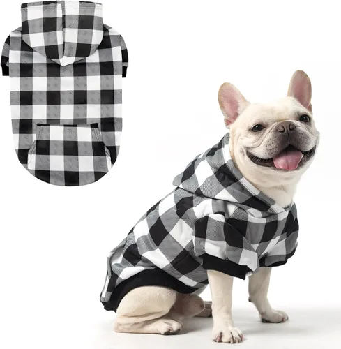 Miniatura 15 de KOOLTAIL Sudadera a cuadros con capucha, con gorro y bolsillo, para perros pequeños, medianos y grandes y gatos, abrigo suave y cálido para invierno