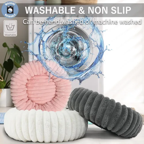 Miniatura 6 de Camas rosadas para cachorros pequeños y gatitos, lavables, suaves y cómodas, cama para perros con lados para gatos de interior, cama redonda