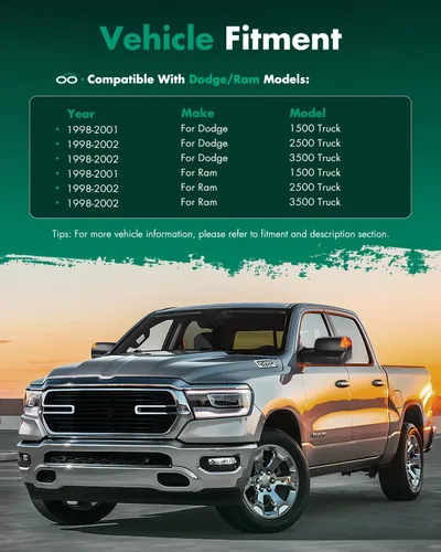 Miniatura 7 de Espejo de remolque compatible con Dodge 1998-2001 para Ram 1500 para Ram 2500 para Ram 3500 Pickup Truck Espejo de remolque ajustable con luz