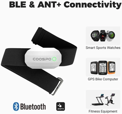 Miniatura 3 de COOSPO Bluetooth Heart Rate Monitor Chest Strap H808S, ANT+ BLE HR Monitor Chest, HRM IP67 Waterproof, 300H Battery Life Blanco