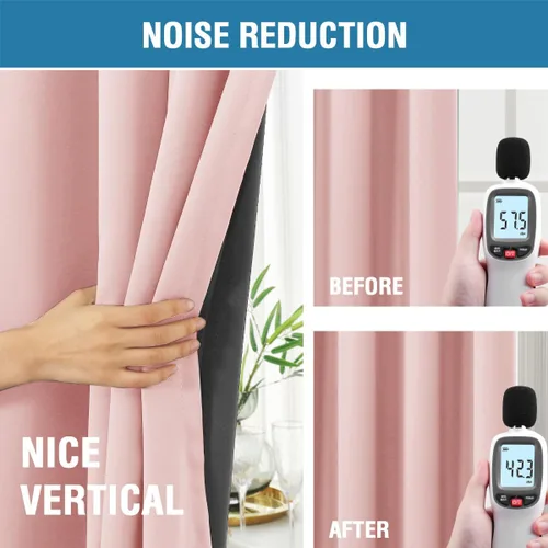 Miniatura 6 de H.VERSAILTEX Cortinas 100% opacas para dormitorio con forro negro, cortinas de oscurecimiento de habitación completa, con aislamiento térmico