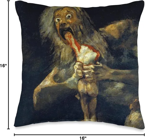 Miniatura 4 de Twisted City Art Francisco Goya-Saturn Devouring His Son-for Artists - Almohada de 16 x 16 pulgadas, multicolor