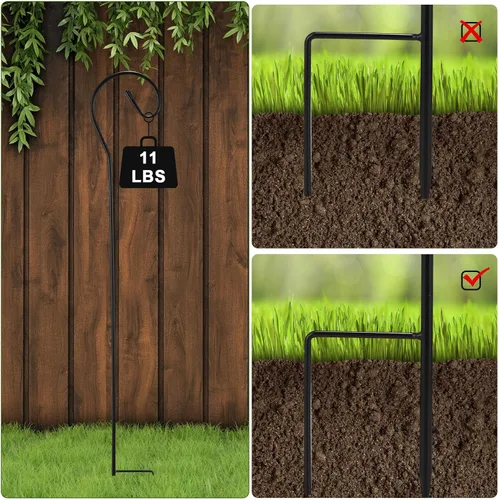 Miniatura 4 de Hicarer 24 Piezas Ganchos de Pastor 32 Pulgadas Metal Acero Resistente al Óxido para Jardín Exterior Cesta Colgante de Plantas, Luz Solar, Farol