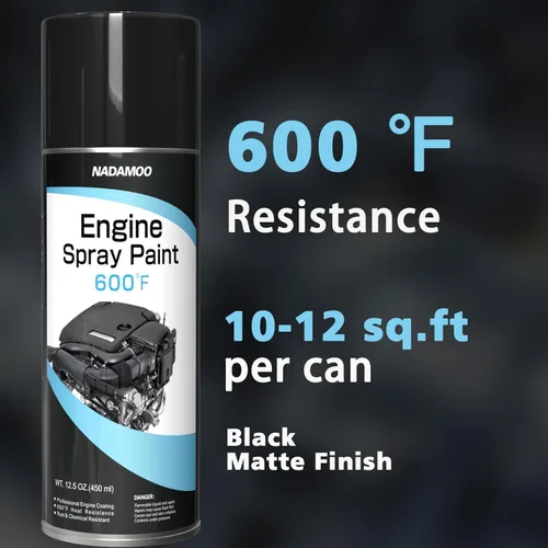 Miniatura 2 de NADAMOO Pintura en aerosol para motor de alta temperatura - Resistente a altas temperaturas hasta 600°F/315°C, acabado mate negro para bloques