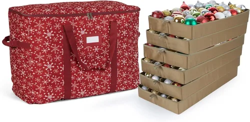 Miniatura 46 de Covermates Keepsakes Bolsa de almacenamiento ajustable para adornos, poliéster resistente, separadores acolchados y bandejas FlexGrid, organizador