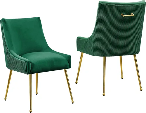 Miniatura 20 de WUTUTUEE Juego de 2 sillas de comedor de terciopelo, patas doradas, sillas decorativas tapizadas de terciopelo, diseño de respaldo plisado y asa