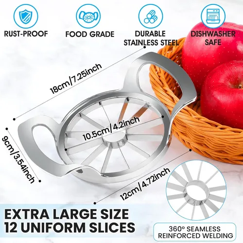 Miniatura 3 de AUBENR Rebanador de Manzana Extra Grande de 4.72 Pulgadas con 12 Cuchillas - Cortador de Manzana Profesional de Servicio Pesado - Herramienta
