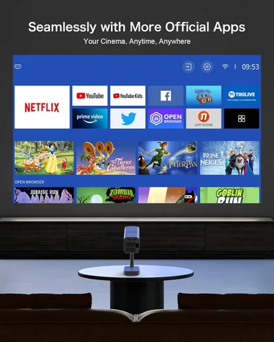 Miniatura 3 de 【Licencia de Netflix e integrado】Proyector inteligente WiFi PANSEBA con soporte telescópico, 4K compatible con 300 pulgadas HD proyector de Blanco