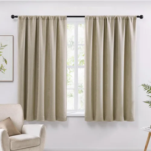 Miniatura 34 de WRENSONGE Cortinas opacas para dormitorio, cortinas opacas negras de 63 pulgadas de largo para sala de estar, ventanas, cocina, habitación, cortinas