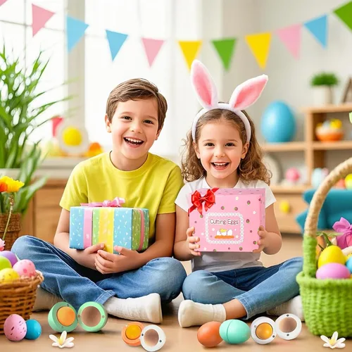 Miniatura 2 de WHOHOLL Huevos de madera de Pascua, juegos de comida para niños, huevos de madera resistentes con yema magnética separable, juguete de cocina