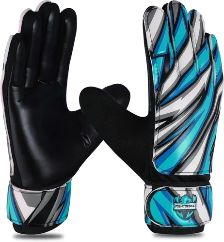 Miniatura 14 de FIGHTSENSE Guantes de portero de fútbol para niños y jóvenes, guantes de portero de fútbol, palma de látex de 4 mm, transpirable, antideslizante