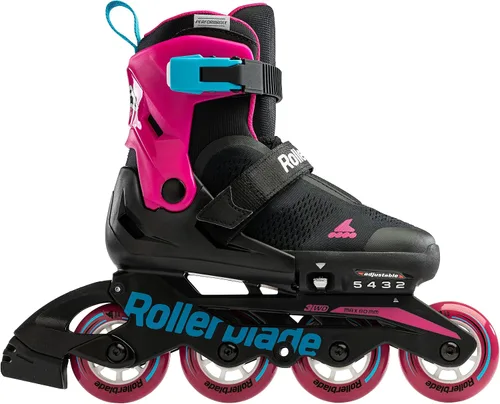 Miniatura 2 de Rollerblade Microblade Free 3WD - Patines en línea ajustables para niños, color negro y rosa, patines en línea de alto rendimiento