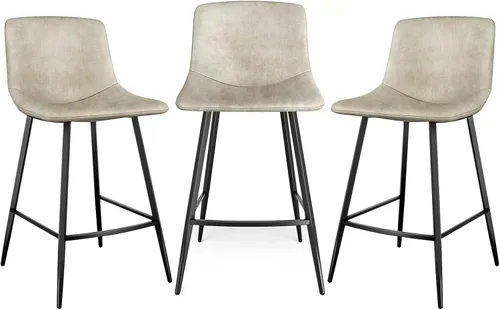 Miniatura 11 de 5Rcom Juego de 2 taburetes de bar de altura de mostrador de 600 libras, taburetes de cocina de 24 pulgadas con respaldo, sillas de bar modernas