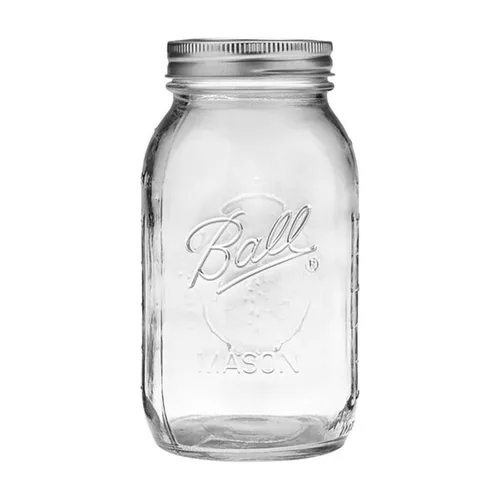 Miniatura 2 de Ball Tarro Mason de boca regular de 32 onzas con tapas y bandas, transparente (paquete de 2)