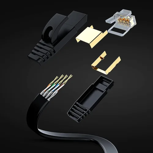 Miniatura 2 de Cable Ethernet Cat 7 de 1.5 pies, con un diseño plano que ahorra espacio, cable de conexión de Internet y red LAN de alta velocidad, conectores