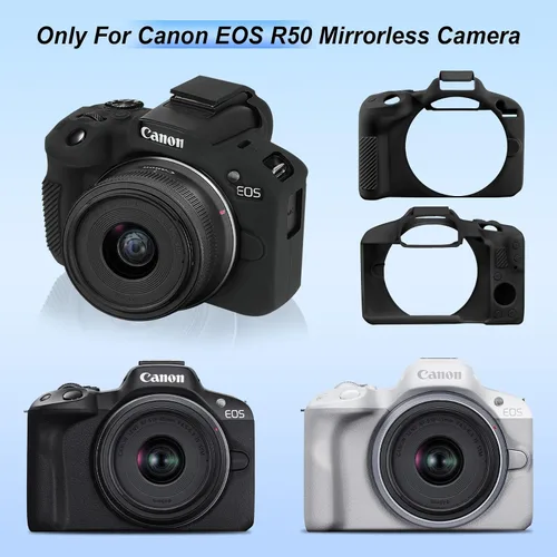 Miniatura 2 de Canboc Funda de silicona para cámara Canon EOS R50 sin espejo, R50 funda protectora de silicona suave, color negro (solo funda)