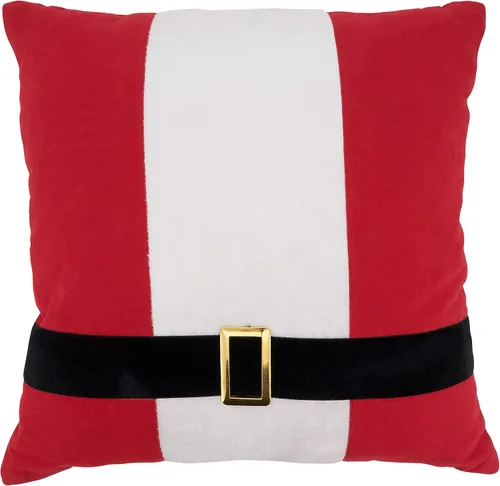 SARO LIFESTYLE Kringle Collection - Almohada con cinturón de Papá Noel con relleno de poliéster, 18 pulgadas, color rojo