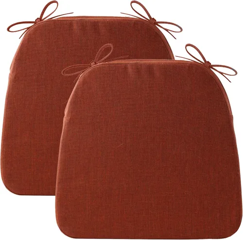 Miniatura 17 de Battilo - Cojines para sillas de comedor con lazos, almohadilla para silla de cocina para interiores y exteriores con respaldo antideslizante, cojín