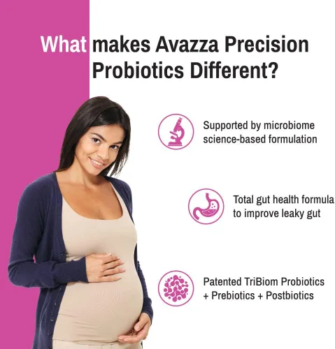 Miniatura 5 de Fórmula prenatal Avazza con fórmula TriBiom: probióticos + prebióticos + posbióticos para nutrir y estabilizar contra el intestino permeable.