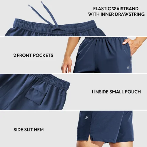 Miniatura 4 de Haimont Pantalones cortos deportivos para hombre de 5 pulgadas para gimnasio, deportes, entrenamiento activo con bolsillos, secado rápido