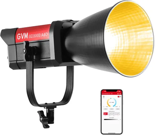 GVM 300W Luz de Vídeo LED, 221950lux/1m, Kit de Iluminación de Fotografía ARO SD300B con Control por Aplicación, Luz de Estudio de 2700K-6800K Kit