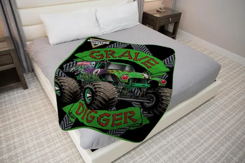 Miniatura 2 de Manta de felpa Monster Jam de Sunny Side Up – Mide 46 x 60 pulgadas – Ropa de cama para niños súper suave y acogedora de forro polar. Negro
