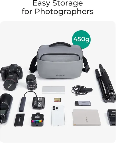 Miniatura 2 de BAGSMART - Bandolera para cámara pequeña, bolsos para cámara para fotógrafos con soporte para trípode, bolsas para cámara DSLR/SLR/sin espejo