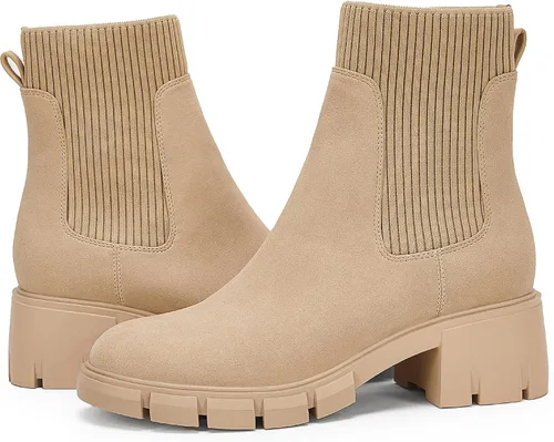 Miniatura 2 de Botines Chelsea con suela de plataforma para mujer botines de combate elásticos con tacón grueso