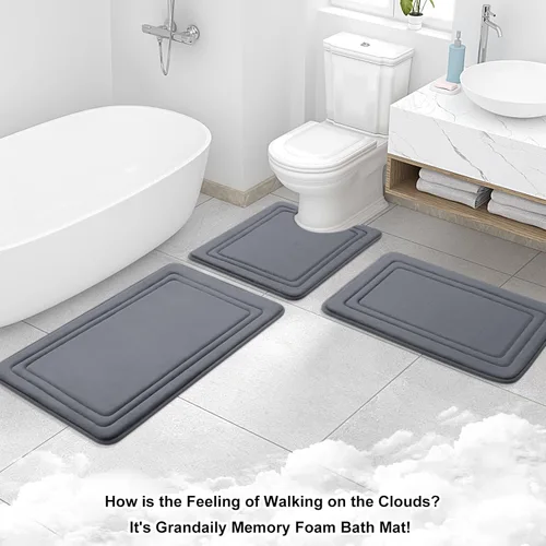 Miniatura 9 de Grandaily Alfombra de baño de espuma viscoelástica de 24 x 16 pulgadas, ultrasuave, antideslizante y absorbente, lavable a máquina, cómoda alfombra