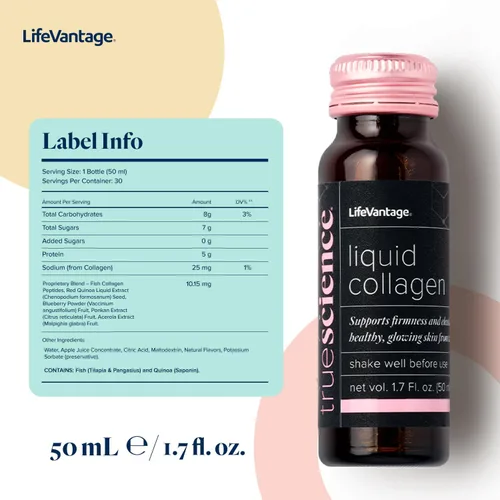 Miniatura 2 de TrueScience - Bebida líquida de colágeno para una piel brillante y de aspecto más firme, suplemento de péptidos de colágeno para mujeres y hombres