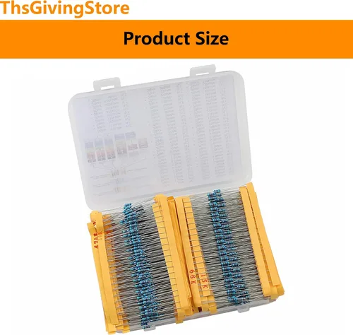 Miniatura 3 de Kit surtido de resistencias de 73 valores de 1460 piezas, 1 ohmio - 680k Ohm 1/4w 1% Metal Resistors Kit con caja de almacenamiento para proyectos