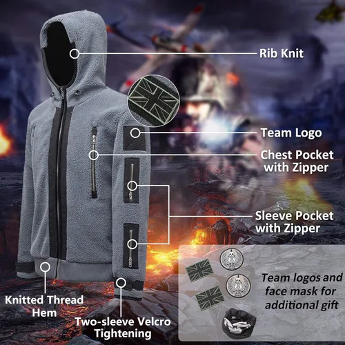 Miniatura 4 de saounisi Sudadera de invierno con capucha y cremallera para hombre, abrigo grueso y pesado