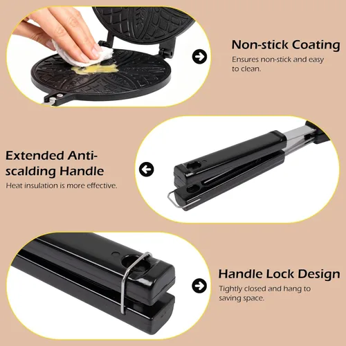 Miniatura 5 de Dyna-Living Máquina para hacer conos de gofres, máquina de cono de helado para el hogar, antiadherente, 7.9 pulgadas, molde para rollitos de huevo