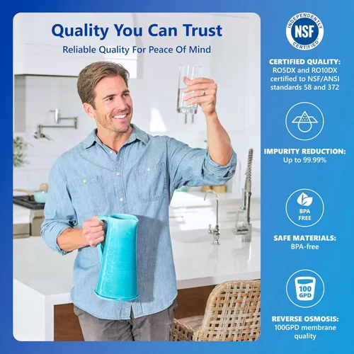 Miniatura 7 de Express Water Sistema de filtración de agua de ósmosis inversa - Sistema de filtro de agua RO de 5 etapas con grifo y tanque - Filtro de agua debajo