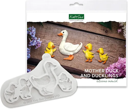 Katy Sue Molde de silicona de pato y patitos para decoración de pasteles de Pascua y manualidades. Un molde para animales de pato/polluelos. Úsalo