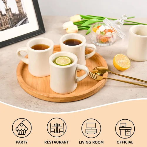 Miniatura 3 de BYCNZB Juego de 6 tazas de café de cerámica de 11 onzas para restaurante, comedor, granja, cafetería, hogar (crema)