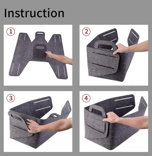 Miniatura 7 de Minoisome - Canasta organizadora de fieltro plegable y práctica con asas, para oficina, dormitorio, armario, habitación de bebé, juguetes, DVD